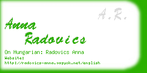 anna radovics business card